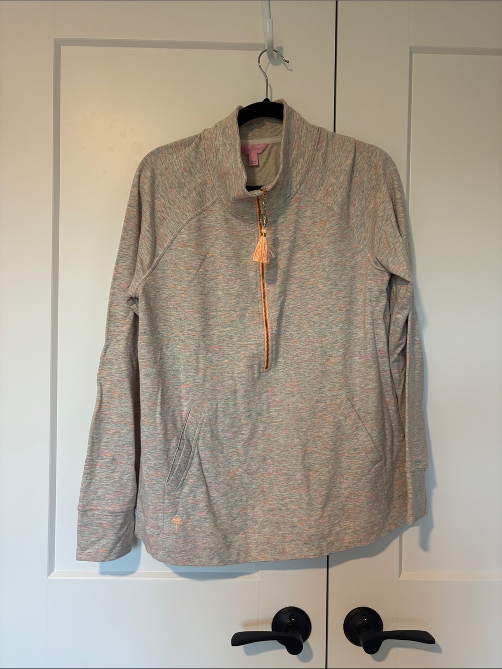 Lilly Pulitzer Heathered Pink & Cream Quarter-Zip Pullover
